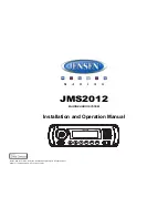 Preview for 1 page of Jensen JMS2012 Installation And Operation Manual