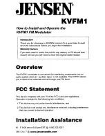 Jensen KVFM1 How To Install And Operate preview