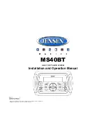 Предварительный просмотр 1 страницы Jensen MS40BT Installation And Operation Manual