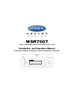 Предварительный просмотр 1 страницы Jensen MSR7007 Installation And Operation Manual