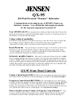 Preview for 1 page of Jensen QX-95 User Manual