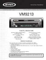 Preview for 9 page of Jensen VM9213 - Touch Screen MultiMedia Receiver Installation Manual