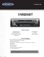 Jensen VM9216BT Installation Manual предпросмотр