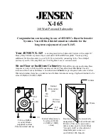 Preview for 1 page of Jensen X-165 Instructions