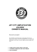 JET CITY AMPLIFICATION JCA20HV Owner'S Manual preview