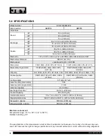 Preview for 8 page of Jet 891170 Operating Instructions And Parts Manual