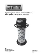 Предварительный просмотр 1 страницы Jet AFS-850 Operating Instructions And Parts Manual