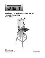 Предварительный просмотр 1 страницы Jet JWB-10 Operating Instructions And Parts Manual