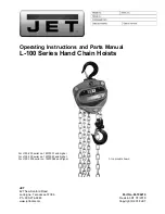 Preview for 1 page of Jet L-100 Series Operating Instructions And Parts Manual