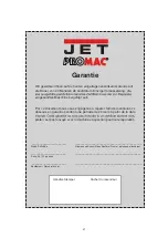 Предварительный просмотр 28 страницы Jet PROMAC 349V Operating Instructions Manual