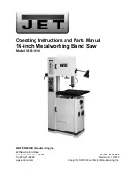 Предварительный просмотр 1 страницы Jet VBS-1610 Operating Instructions And Parts Manual