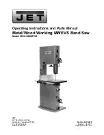 Preview for 1 page of Jet VBS-18MWEVS Operating Instructions And Parts Manual