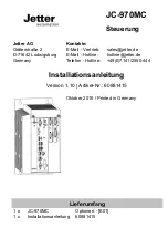 Preview for 1 page of Jetter JC-970MC Installation Manual