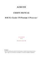 Preview for 1 page of JETWAY 845GVFD User Manual