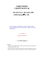 JETWAY 920BF User Manual предпросмотр