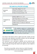 Preview for 20 page of JFA Electronicos ACQ 1200 Instruction Manual