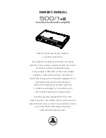 Preview for 1 page of JL Audio 500/1 v2 Owner'S Manual