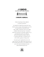 Preview for 1 page of JL Audio A-Series A1200 Owner'S Manual