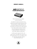 Preview for 1 page of JL Audio HD1200/1 Owner'S Manual