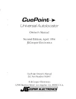 Preview for 1 page of JLCooper Electronics CuePoint Owner'S Manual