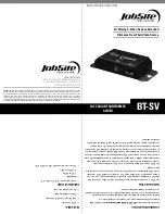 Предварительный просмотр 1 страницы Jobsite BT-SV Installation And User Manual