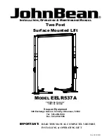 Preview for 1 page of John Bean EELR537A Installation, Operation & Maintenance Manual