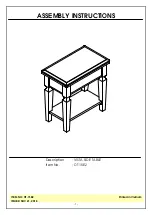 Предварительный просмотр 1 страницы John Thomas VISTA OT-15E2 Assembly Instructions