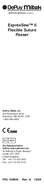 Preview for 1 page of Johnson & Johnson DePuy Mitek 108804 Manual