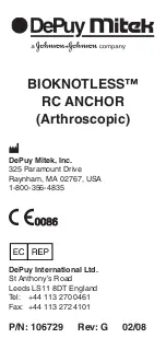 Preview for 1 page of Johnson & Johnson DePuy Mitek BIOKNOTLESS RC ANCHOR Manual