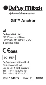 Preview for 1 page of Johnson & Johnson DePuy Mitek GII Anchor Manual