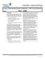 Johnson Controls TEC3620 Series Installation & Operation Manual предпросмотр