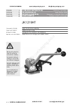 Предварительный просмотр 1 страницы Josef Kihlberg JK1219HT Operating Instructions Manual