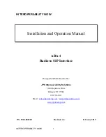 Preview for 1 page of JPS ARA-1 Installation And Operation Manual