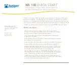 Preview for 1 page of Juniper WX 100 Quick Start Manual