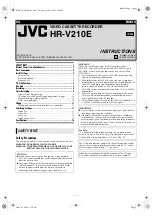 JVC HR-V210E Specifications preview