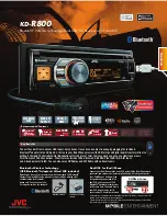 JVC KD-R800 - 30K Color-Illumination Single-DIN CD Receiver Specifications предпросмотр