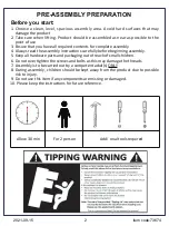 Предварительный просмотр 2 страницы JWA HEDWIG 73674 Assembly Instruction Manual