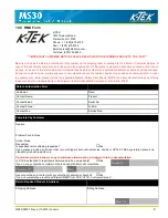 Preview for 9 page of K-TEK MS30 Installation & Operation Manual