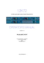 Preview for 1 page of KAHAYAN Proaudio 12K72 Series Operator'S Manual