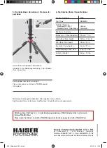 Preview for 4 page of Kaiser Fototechnik Tiltall Bi-POD BM-868C Operating Instructions