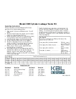 Preview for 1 page of Kal-Equip Cylinder Leakage Tester Kit 2509 Operating Instructions