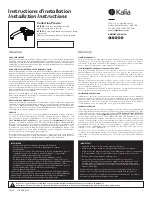 Preview for 1 page of Kalia Preciso BF1801 Series Installation Instructions