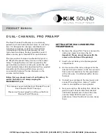 Preview for 1 page of K&K Sound Dual Channel Pro Product Manual