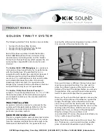 Preview for 1 page of K&K Sound GOLDEN TRINITY Product Manual