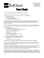 Preview for 1 page of K&K Sound pure classic User Manual