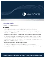 Предварительный просмотр 1 страницы K&K Sound VIOLINISSIMO Product Manual