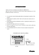 Preview for 2 page of KANSAI SPECIAL SX Series Instructions Manual