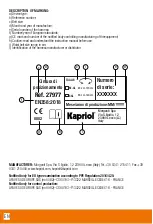 Preview for 12 page of Kapriol 27977 Manufacturer'S Instruction And Information