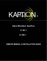 Preview for 1 page of Kaption Audio D-1000.1 Owner'S Manual & Installation Manual