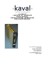 Kaval LNKF800-A1 Instructions Manual For Installation, Operation And Maintenance preview